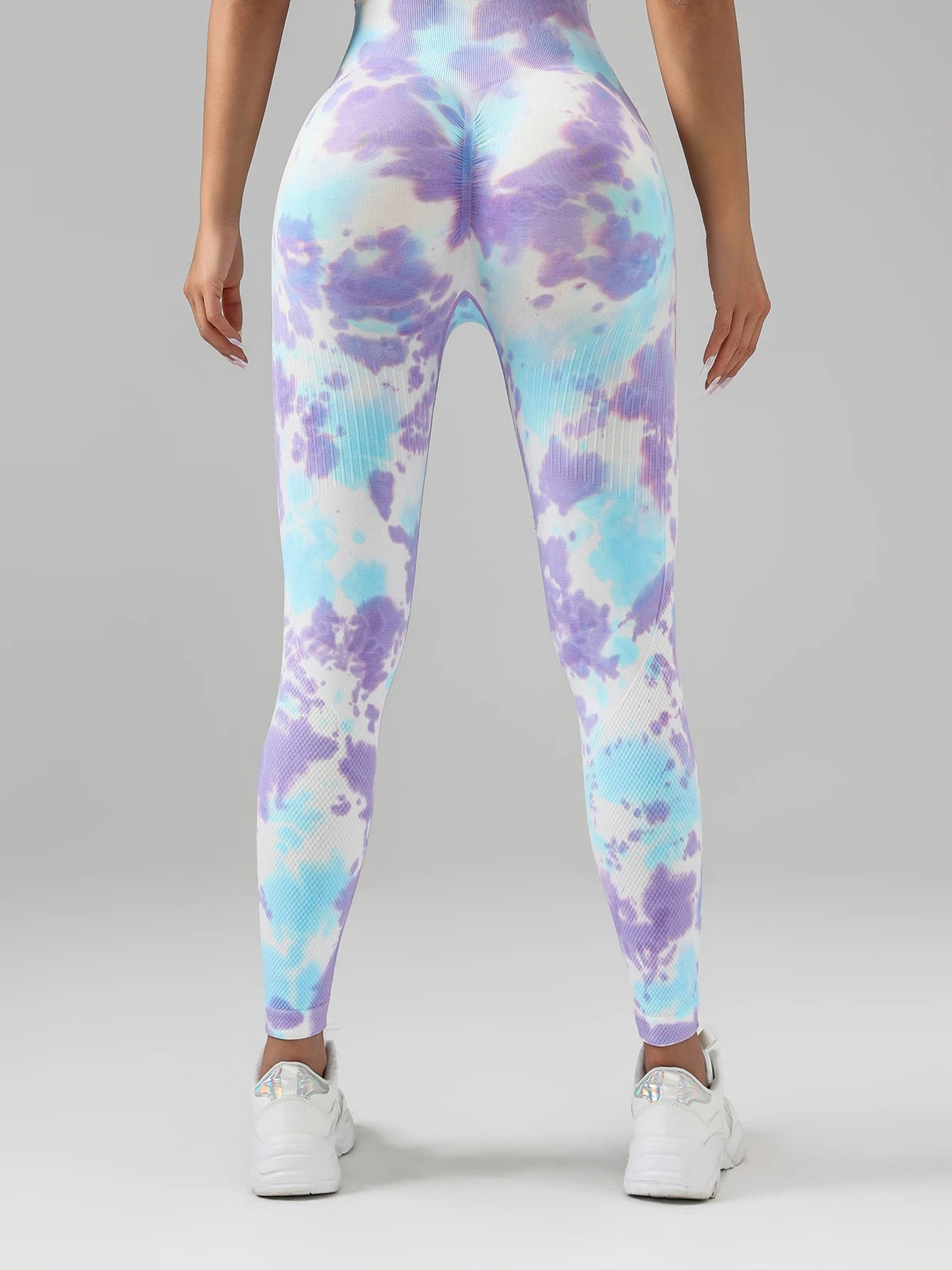 US Local Women's Drip-dyed Tie-dye leggings, yoga pants, blue-purple blended gradient sports trousers leggings