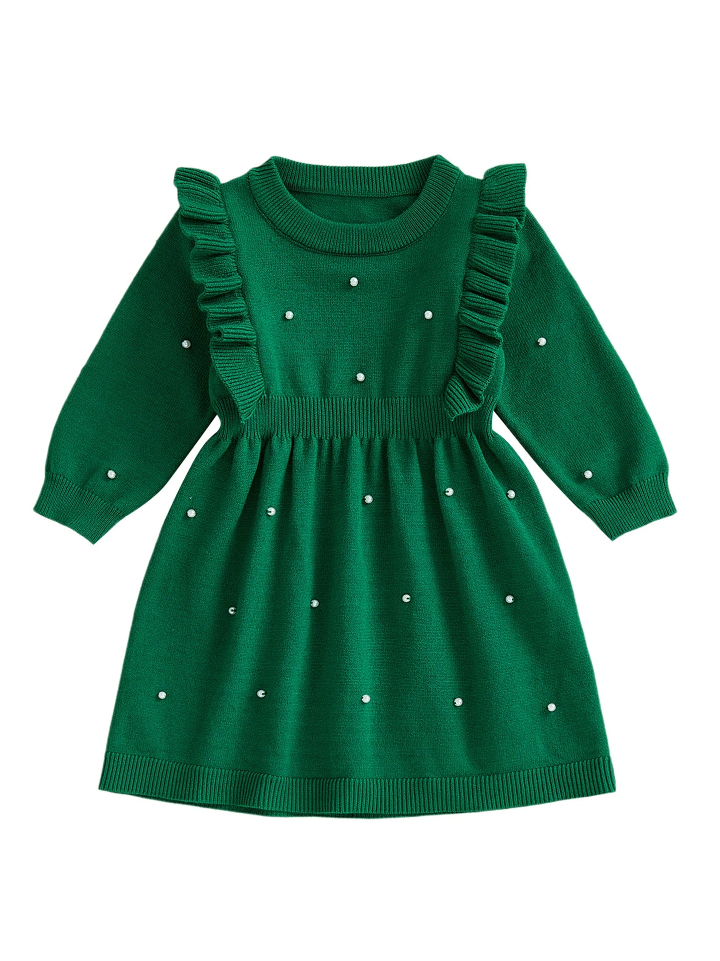 Stylish Toddler Girls Winter Sweater Dress with Cute Bow Detail and Warm Fleece Lining Long Sleeve Knit Dress
