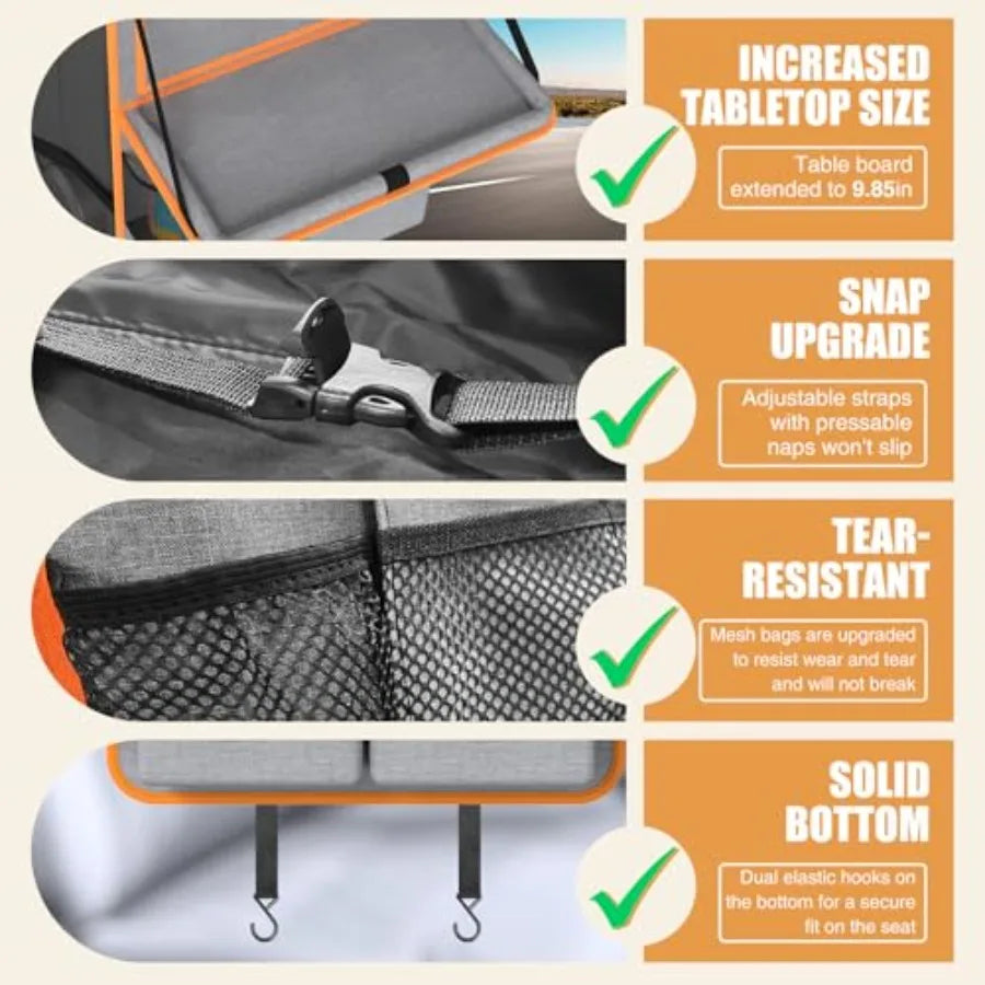 Car Backseat Organizer with Tablet Holder, 11 Storage Pockets with Foldable Food Tray, Protector Kick Mats for,Travel Accessori