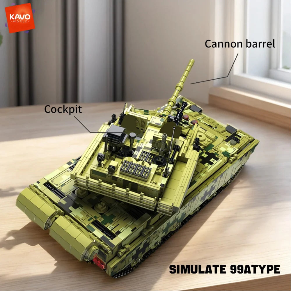 KAVOWORLD 2042pcs Simulated Main Battle Tank Building Block Military Army Car Truck Bricks Toy City Construction Bricks Kidd Gif