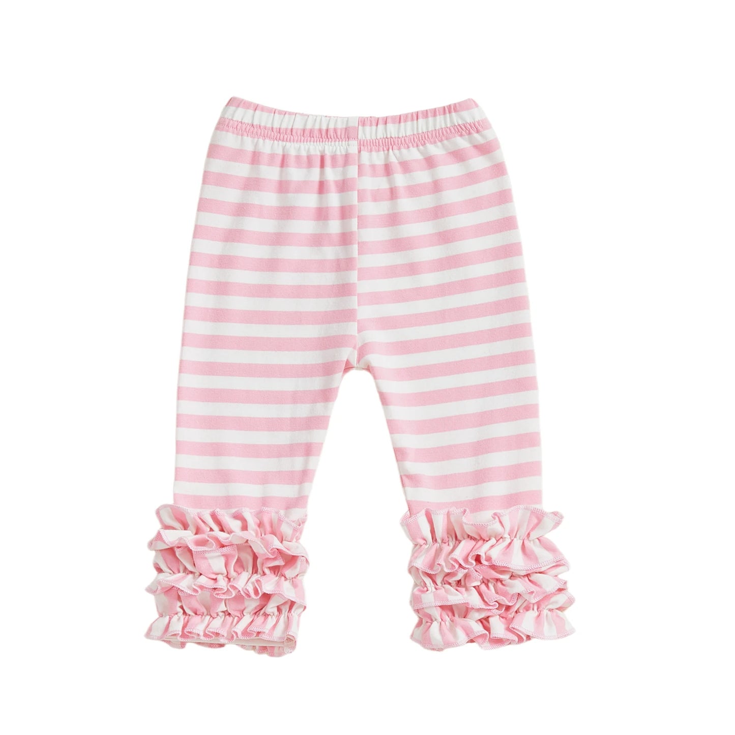 Toddler Girls Striped Leggings Elastic Waist Frills  Fit Fall Long Trousers for Casual Daily