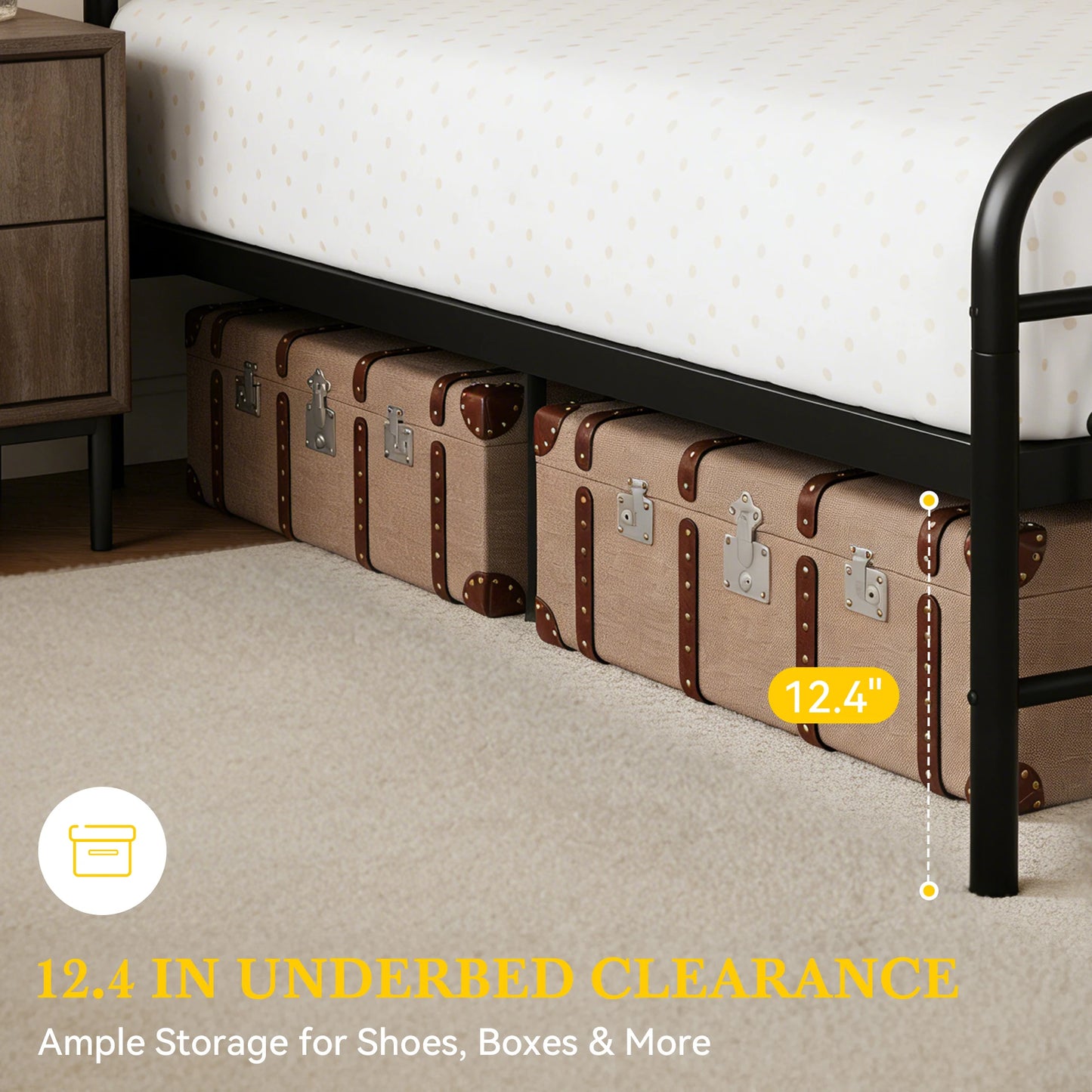 HOOMIC Twin/Full/Queen/King Size Metal Platform Bed Frame with Victorian Iron Headboard & Footboard, No Box Spring Needed