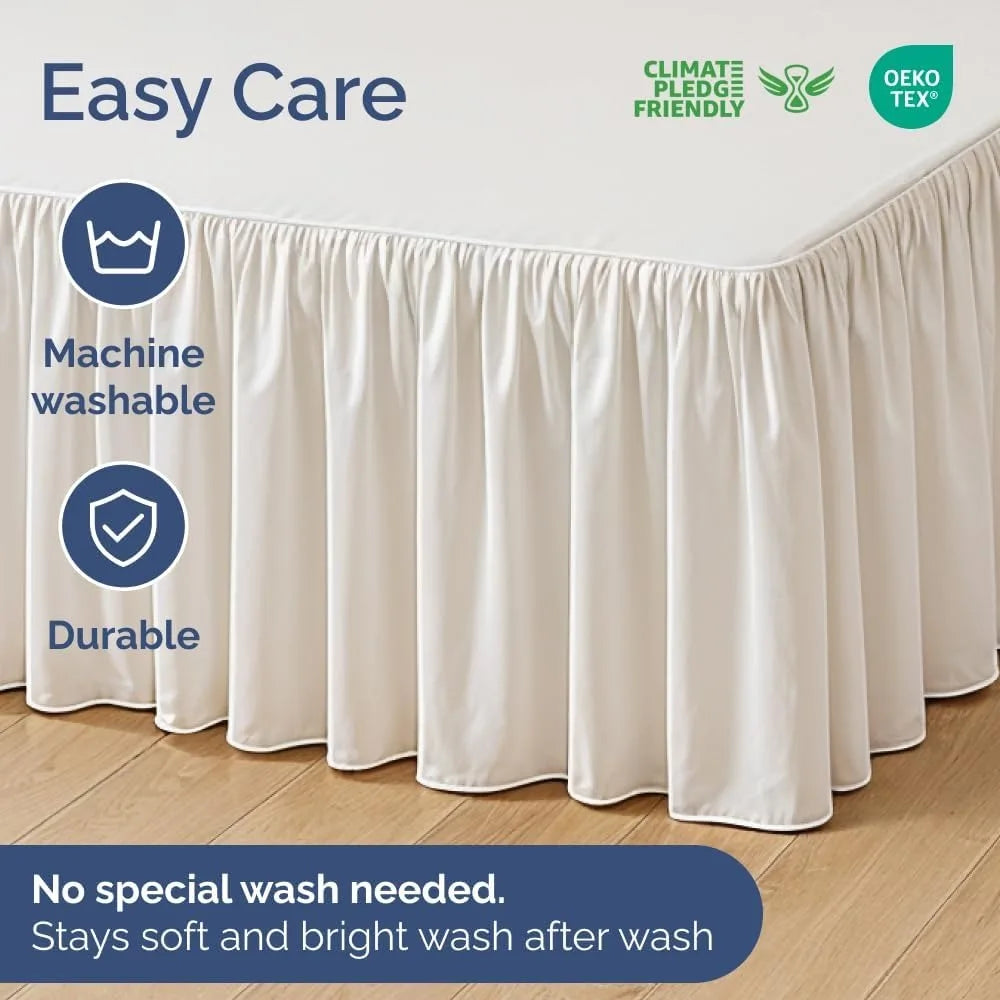 Queen Size 15 Inch Drop Ruffled Bedskirt Ultra Soft Wrinkle Fade Shrink Resistant White