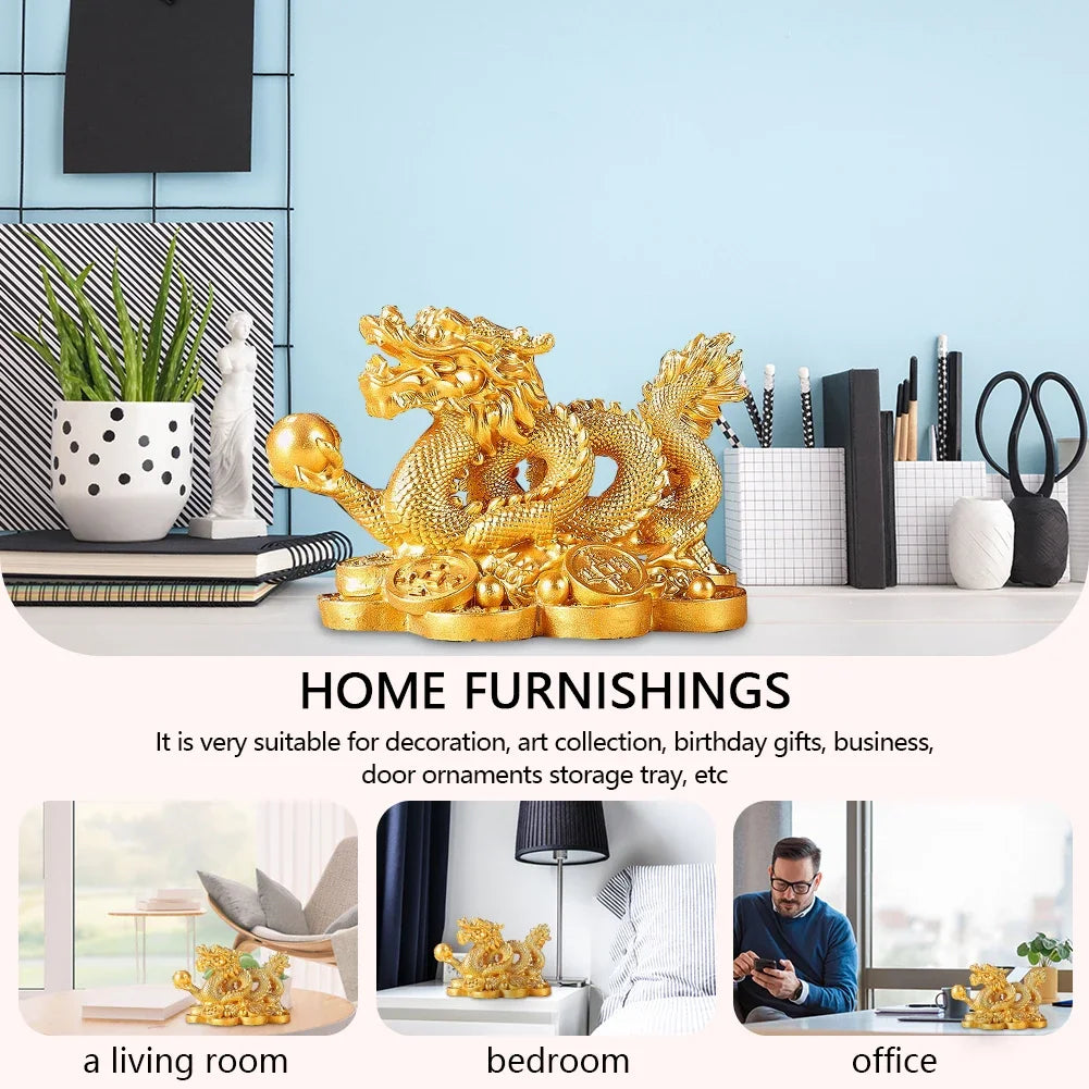 2024 Feng Shui Dragon Statue for Wealth and Good Luck Exceptional Dragon Statuette for Home and Office Decoration