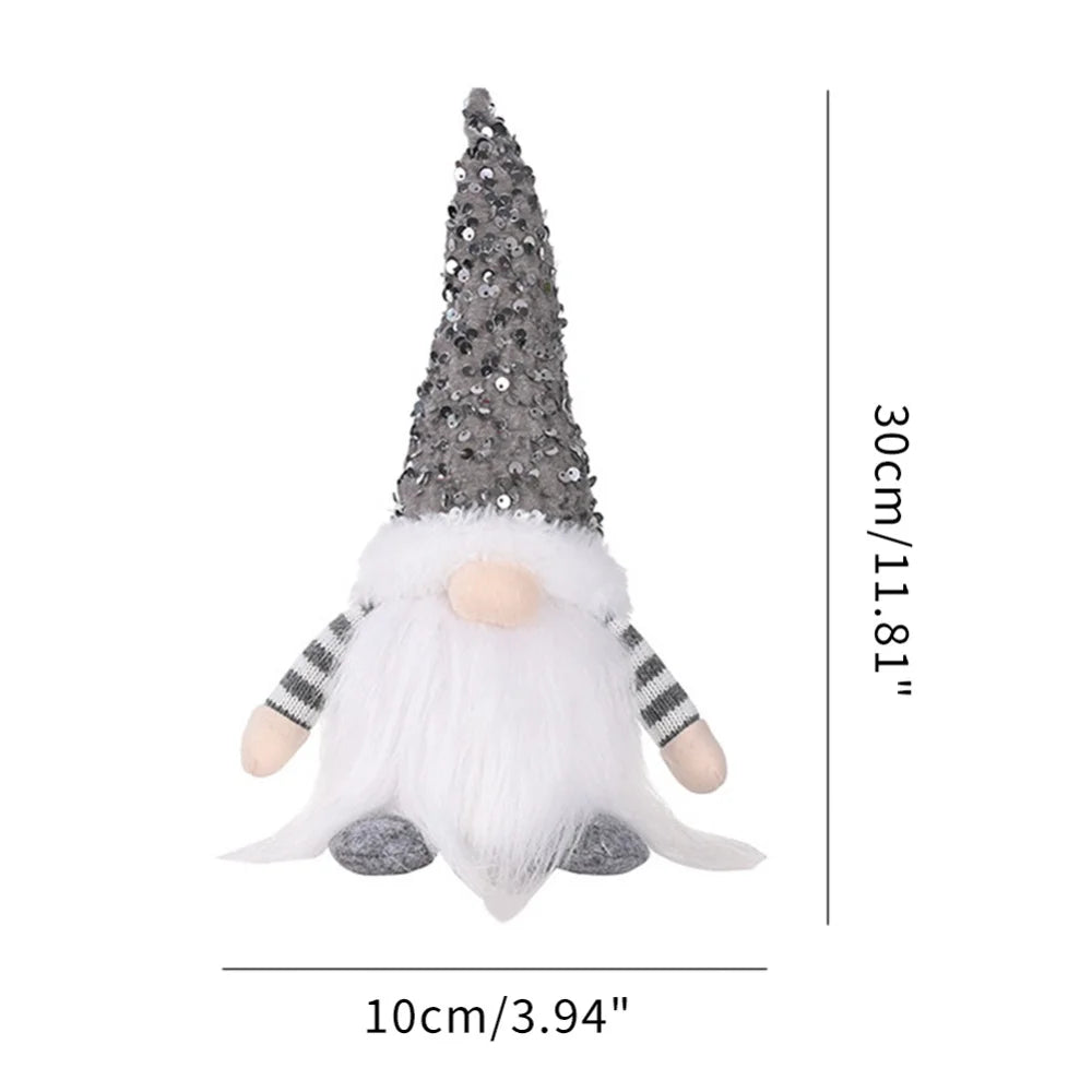 30cm Sequin Christmas Doll Elf Gnome Dolls with Led Light Christmas Party Decorations for Home Xmas Navidad New Year 2025 Gifts