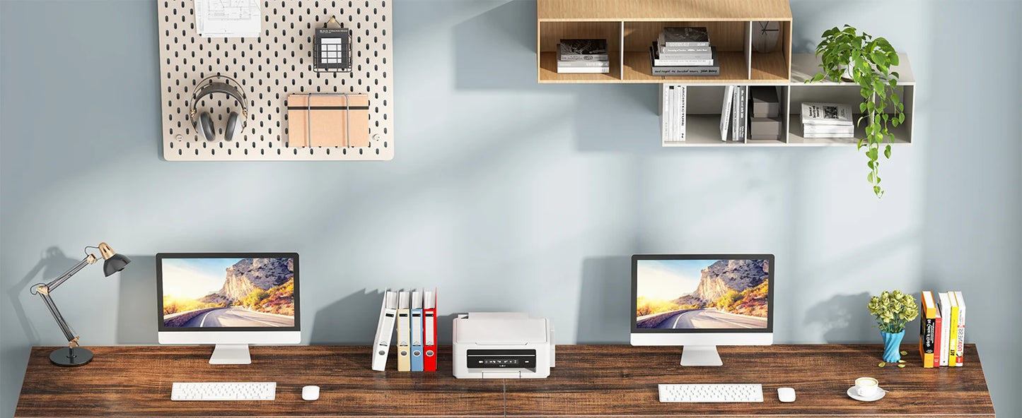 Tribesigns Computer Desk with 5 Drawers, 47 inches Rustic Brown Home Office Desk with Storage, Modern Simple Laptop Desk Study W