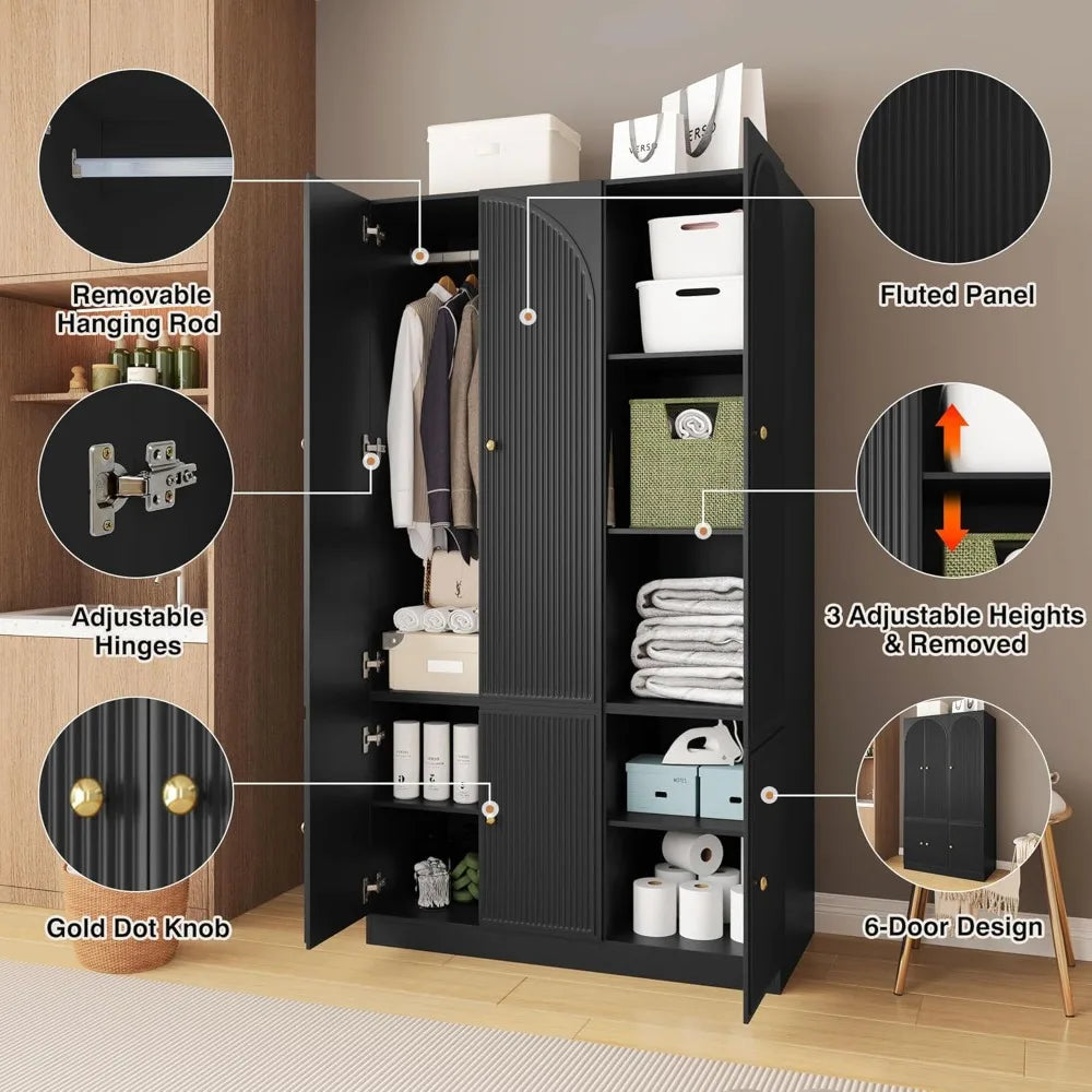 Wardrobes, Wardrobe Closet Cabinet with Hanging Rod, Modern Large Tall Locker Storage Cupboard Bedroom for Hanger Coat,Wardrob