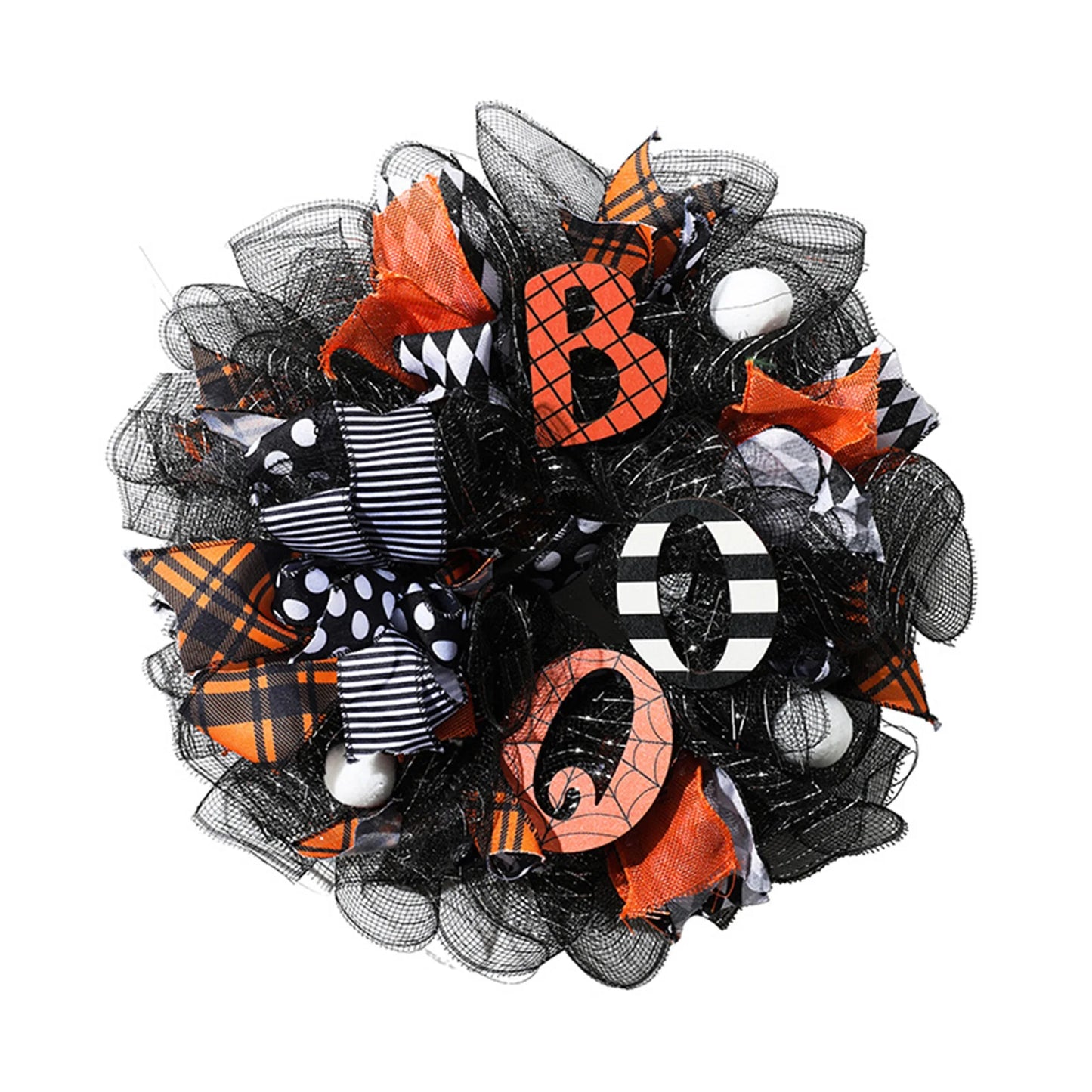 Spooky Halloween Wreath with LED Lights Festive Indoor Outdoor Decorative Garland for Front Door Party Decorations