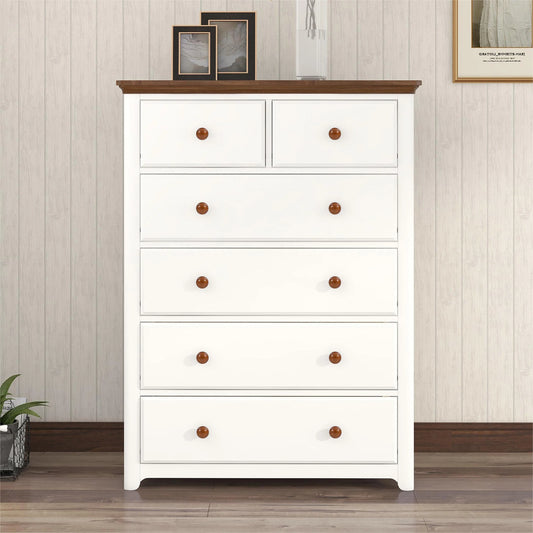 Wooden Chest With 6 Drawers Wood Rustic Tall Chset Storage Cabinet Dressers Organizer For Bedroom Hallway Living Room