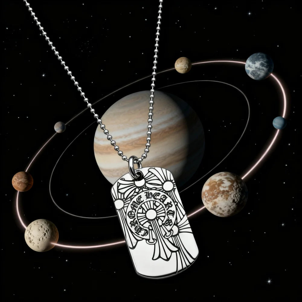 S925 sterling silver retro old multi-cross tag necklace European and American men and women