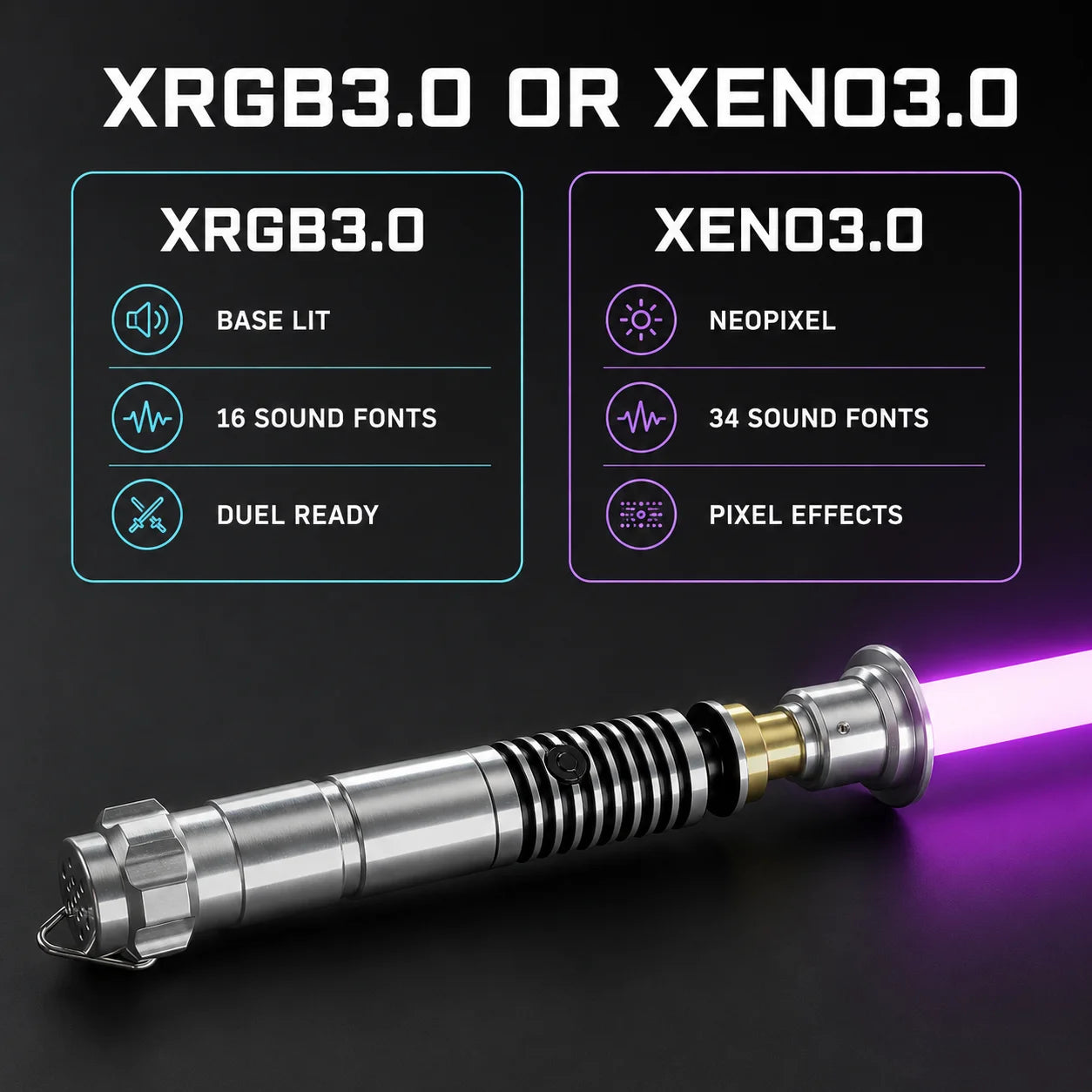 Luke Inspired Lightsaber XRGB3.0/Xenopixel 3.0 Smooth Swing App Control Colour Change