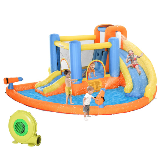 13.7' X 11.8' X 6.2' Outdoor Inflated Castle for Splashing, Sliding, & Climbing