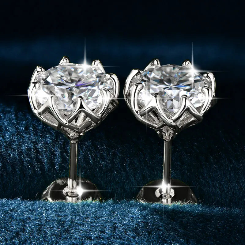 OXTAO Moissanite Circular Stud Earrings for Women 14K Gold Filled Flower Earring Fine Jewelry 6mm/8mm D Color Lab Diamond Gift