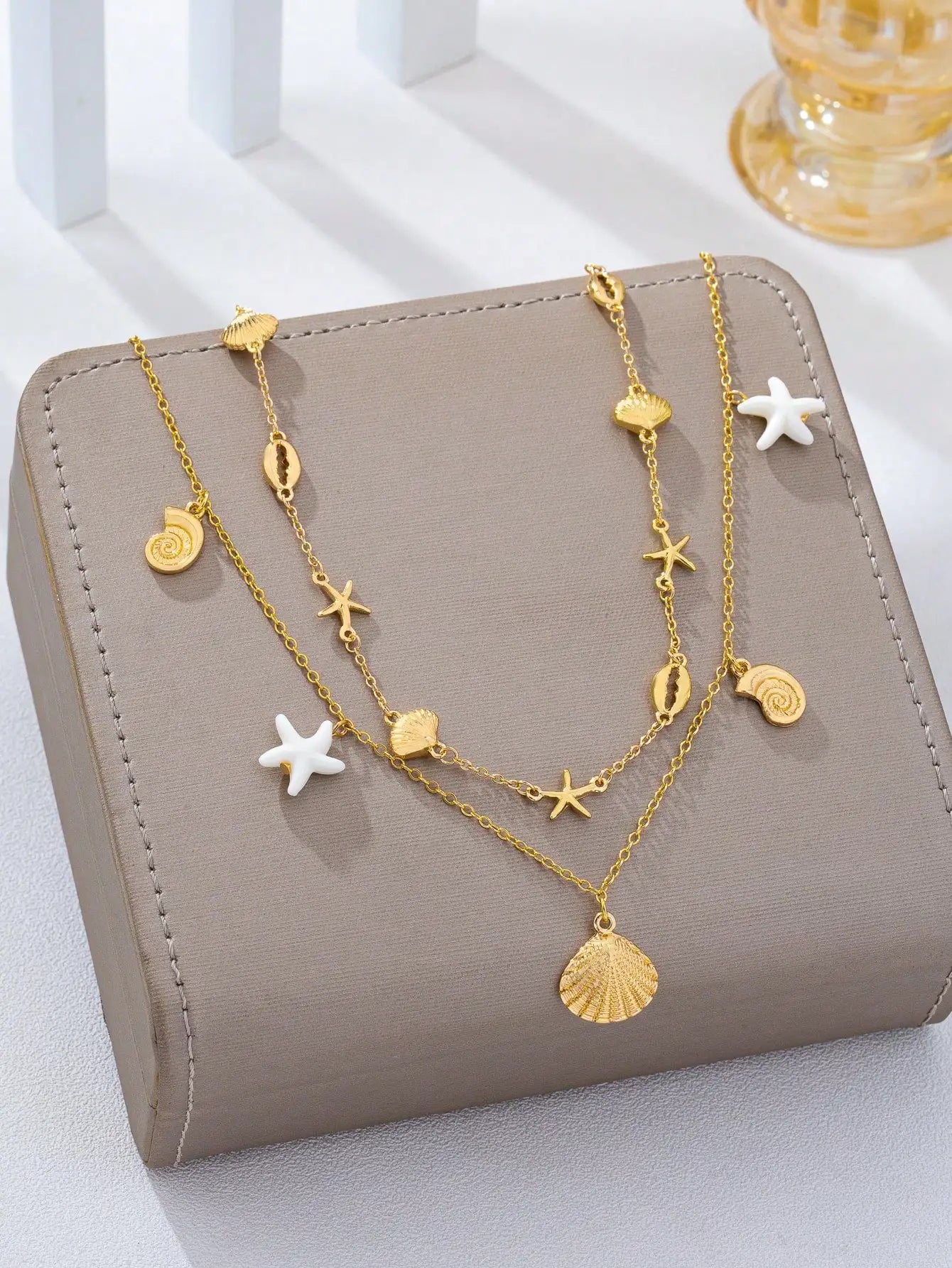 2pcs Bohemian Style Ocean Series Shell & Starfish Beaded Waist Chain For Women