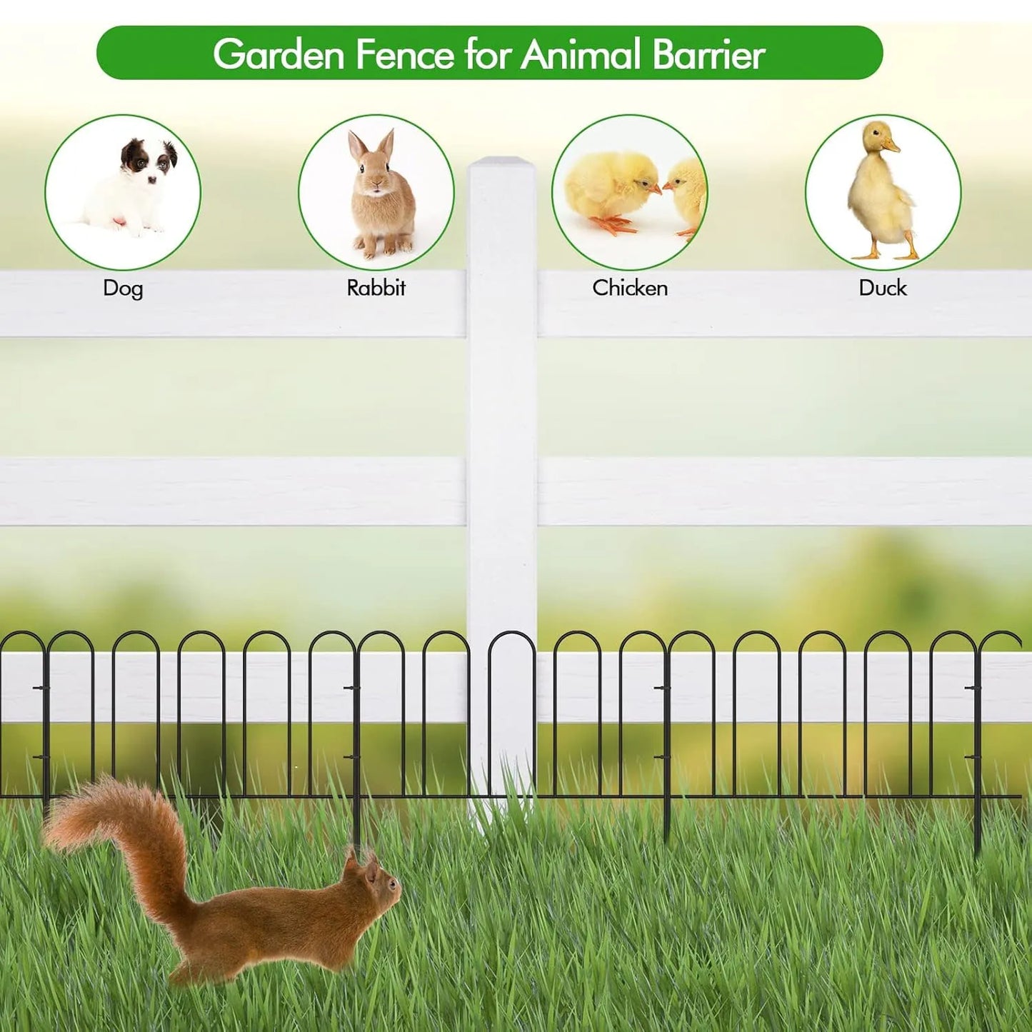 Small Garden Fence, 10ft L Rustproof Metal Border, No-Dig Animal Barrier for Dogs & Flower Bed Edging, Decorative Yard Fencing.