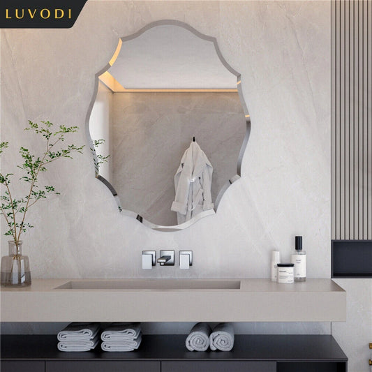 LUVODI Frameless Wall Mirror with Beveled Edge for Living Room Decor