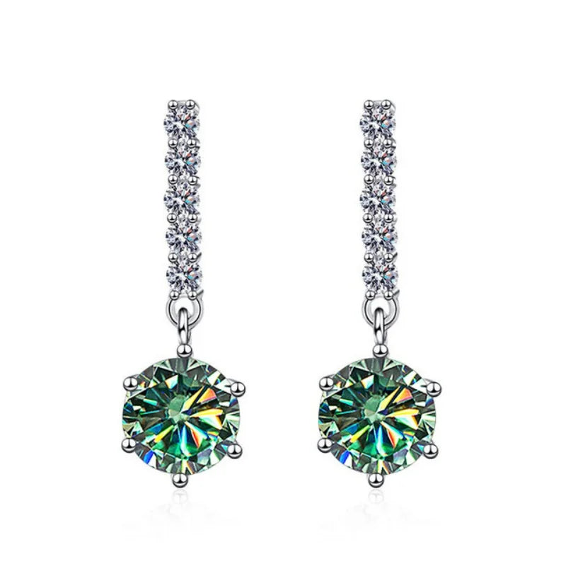 1CT*2 D VVS1 New Style Moissanite 925 Sterling Silver Dangle Earrings for Ladies Sparkling Wedding Jewelry Anniversary girl gift
