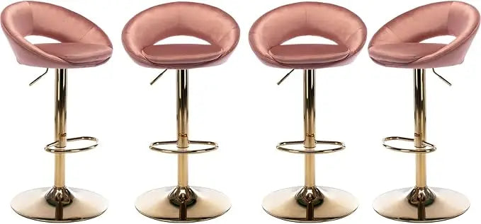 Counter Height Bar Stools Set of 4 Swivel Barstools with Low Back Modern Adjustable Bar Chairs with Gold Base Upholstered