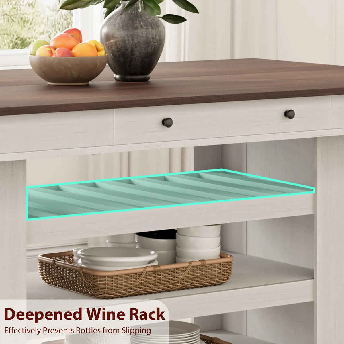 60 Inch Counter Height Dining Table For 4 To 6 With Wine Rack And Storage