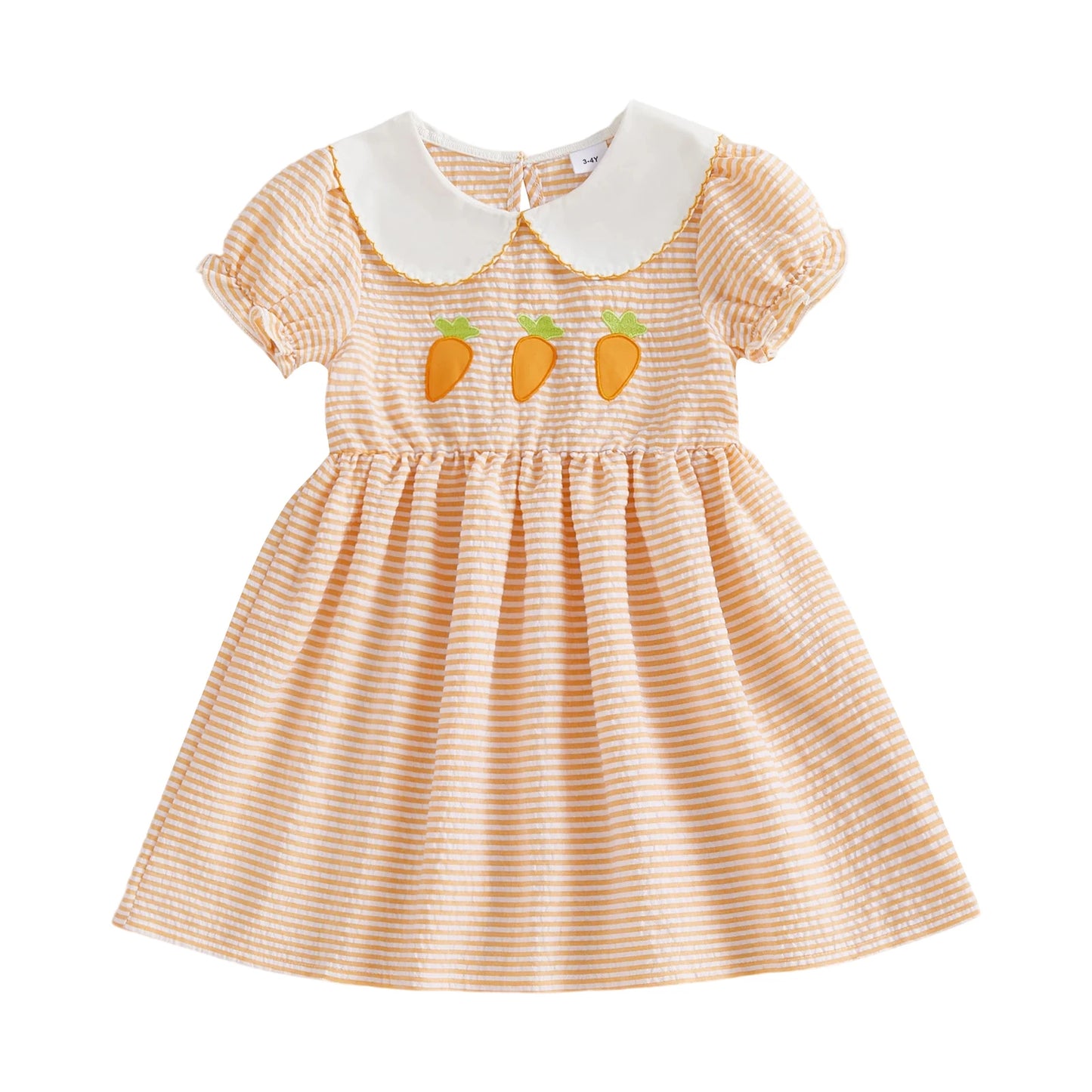 Adorable Toddler Girls Easter Bunny Print Dress with Ruffle Sleeves and Peter Pan Collar - Spring Fashion for Kids