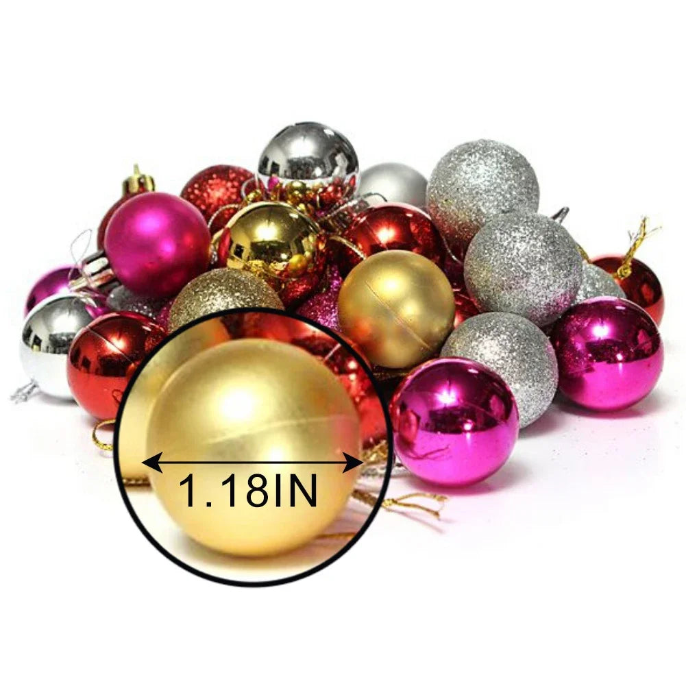 24pcs/set Christmas Tree Ball 2025 Christmas Pine Tree Hanging Ball Pendant Red Navy Blue 3cm Ball Christmas Ornaments Gifts