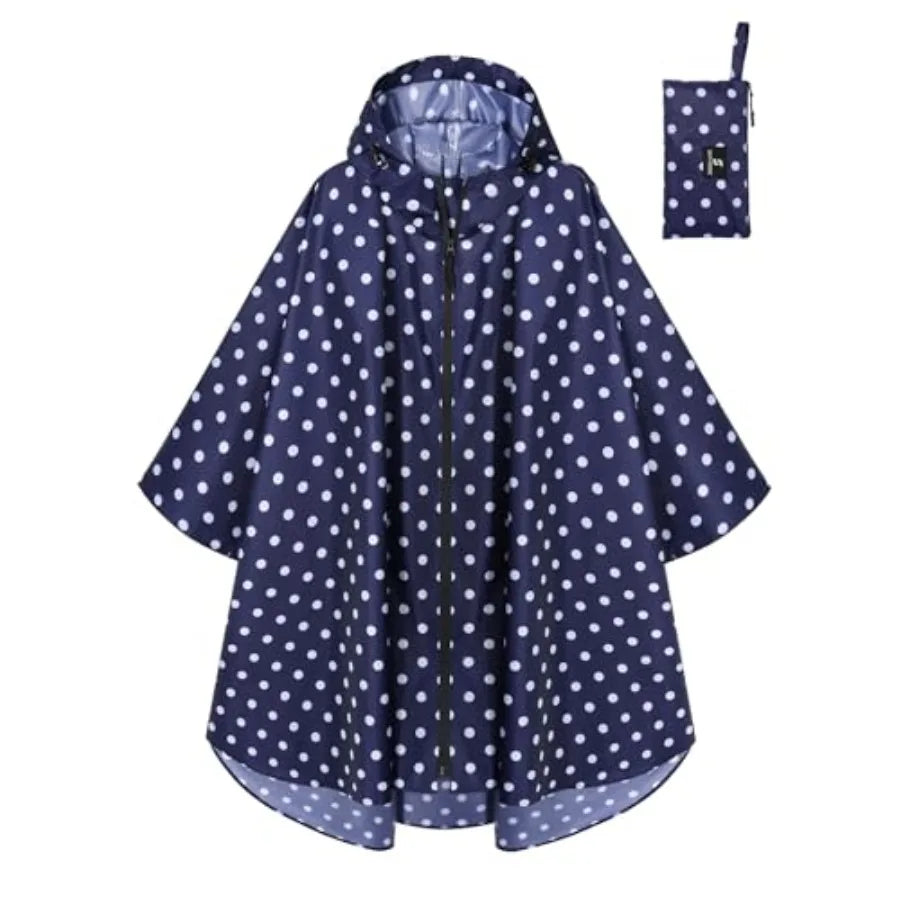 SaphiRose Lightweight Waterproof Rain Poncho for Adults with Hood Portable Rainwear for Outdoor