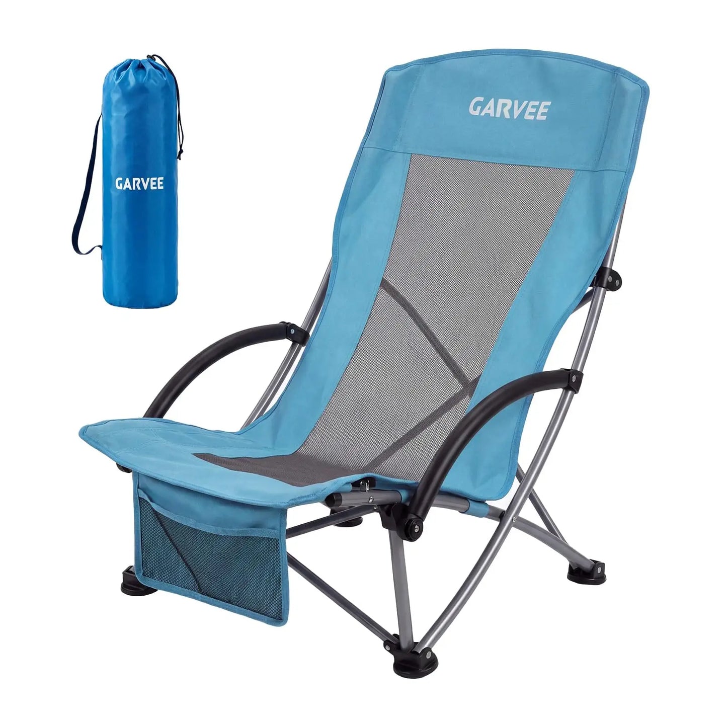 High Back Beach Chair,Folding Beach Chairs, Extra Wide Seat Chair with Cup Holder, Storage Pocket & Carry Bag for Camping Travel