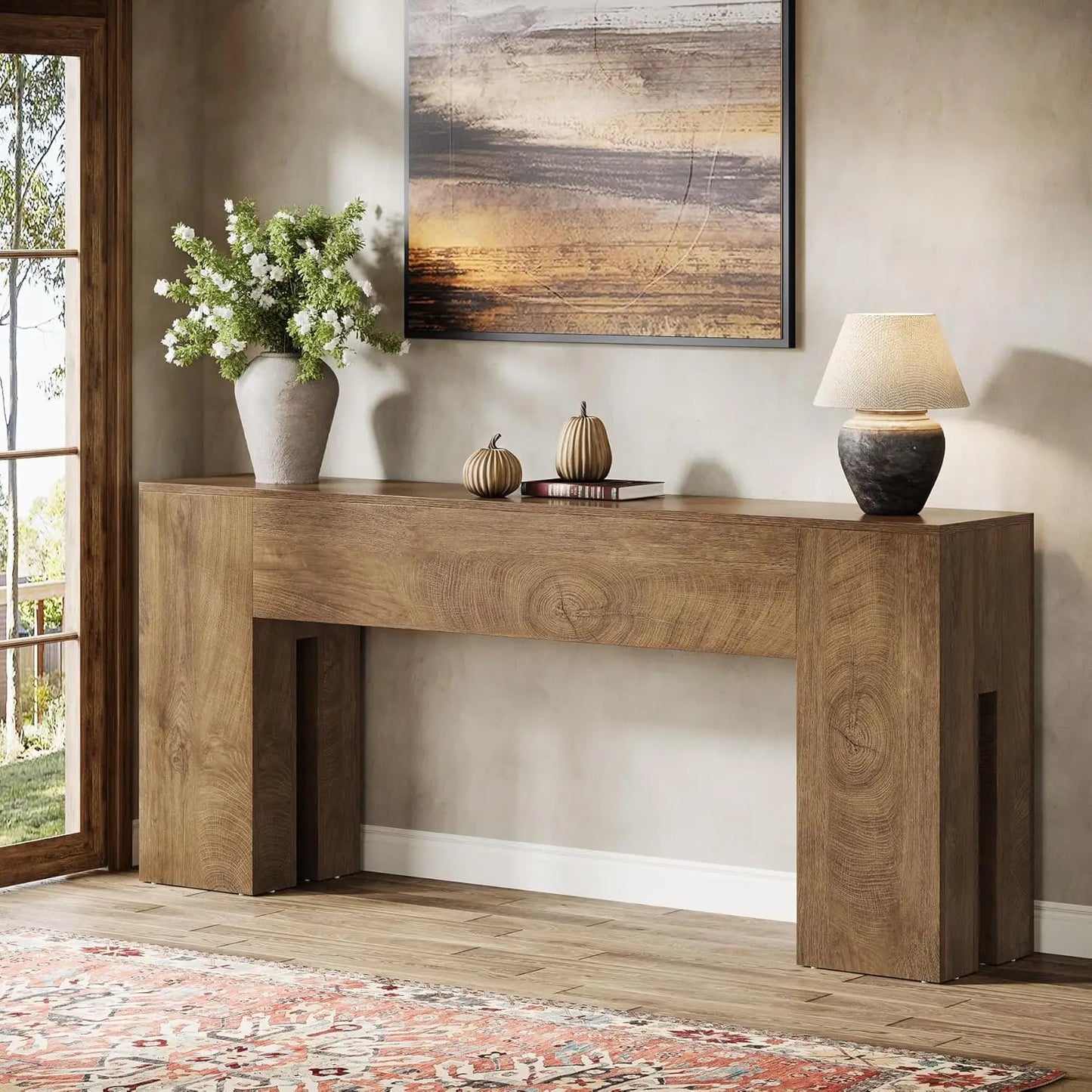 LITTLE TREE 71-Inch Long Console Table for Entryway, Farmhouse Sofa Console Behind Couch,for Hallway, Foyer, Living Room