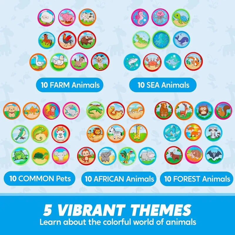 50 Pcs Animal Stamps with 50 Different Designs Farm Sea Animals Stamps for Crafting Party Favor Goodie Bag Halloween Christmas