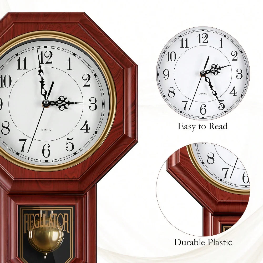 Tuenort [Arabian Clock] 1/2pcs Traditional Schoolhouse Arabian Wall Clock - Hourly Chimes, Westminster Clock, Battery Powered, P