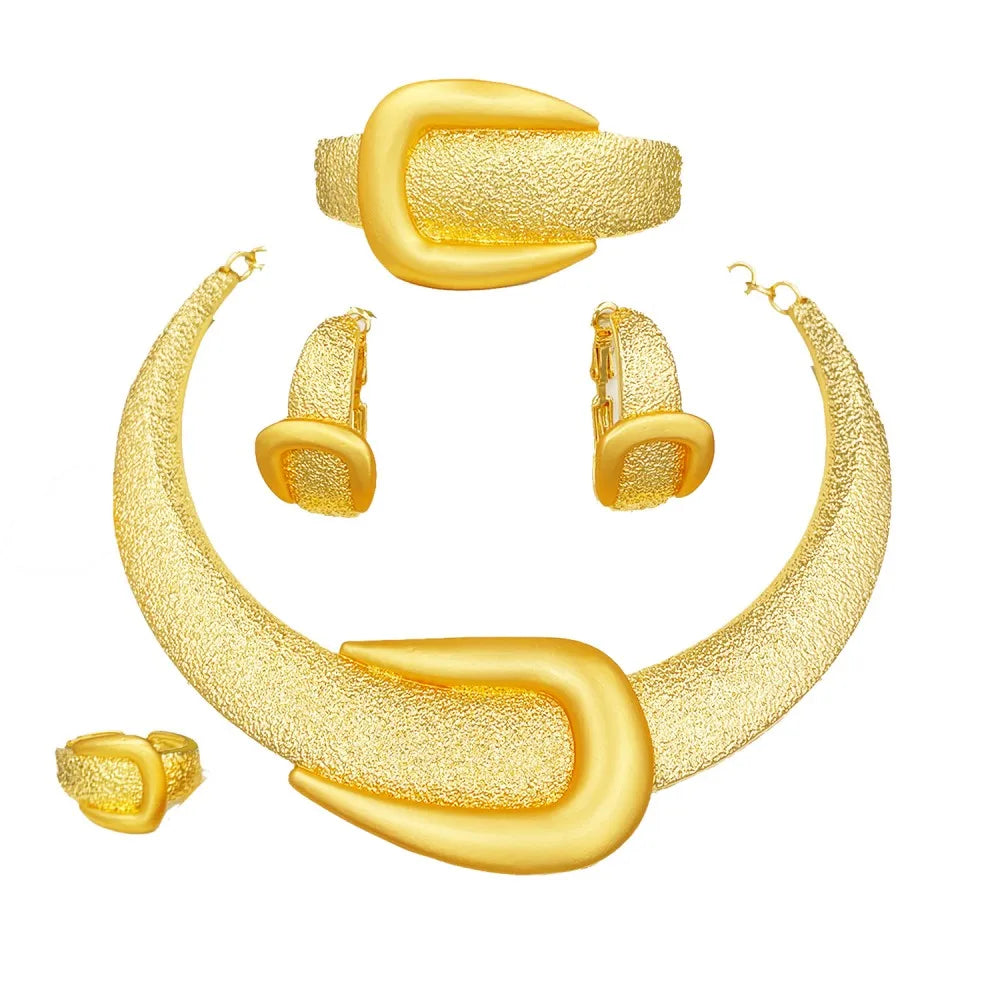 GZJPEI 4 Pcs/set Fashion Women Jewelry Set Hight Quality 18K Gold Plated Bamboo Joint Design Jewelry Lady Birthday Gift