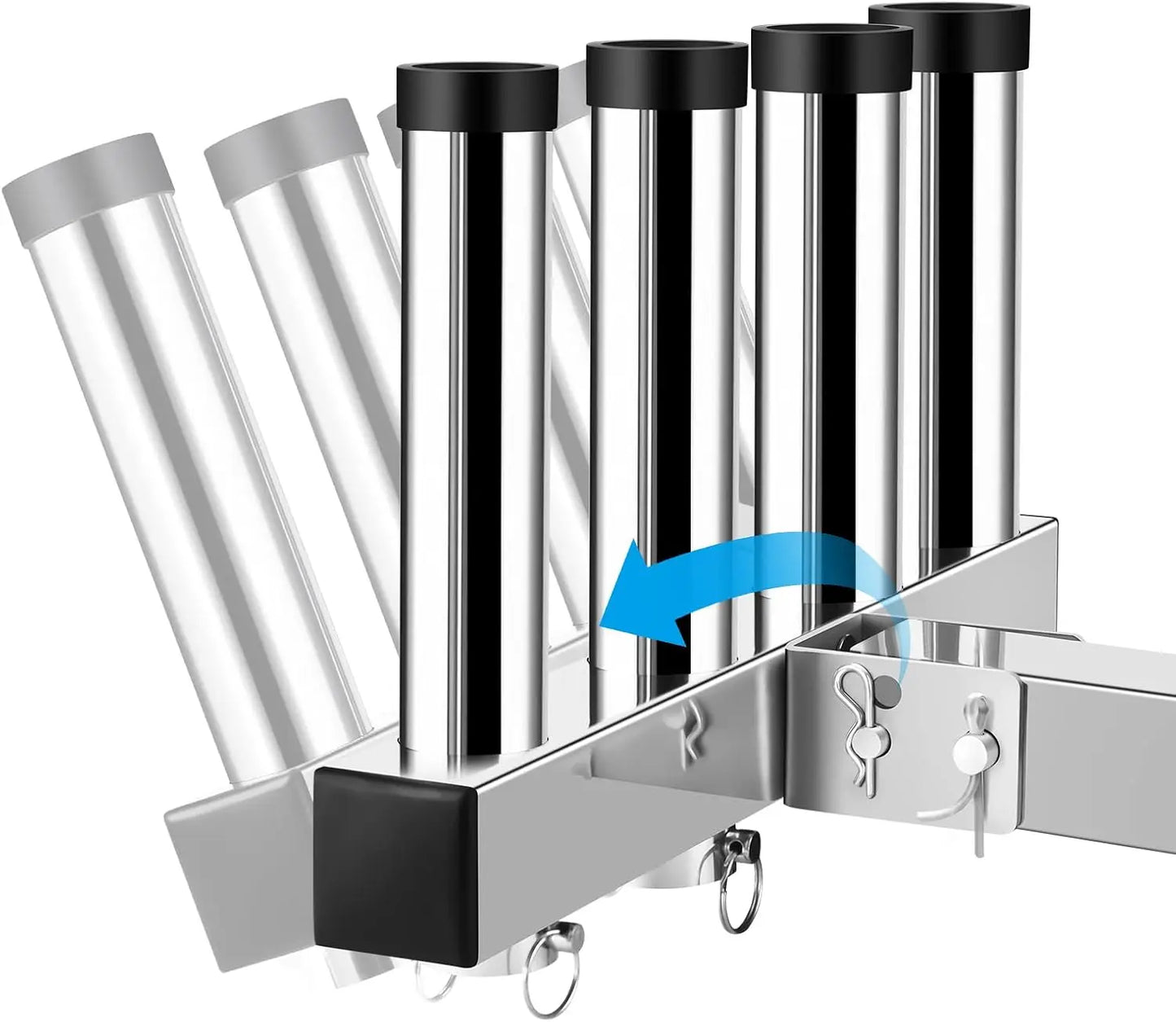 Stainless Steel Hitch Fishing Rod Holder for 2" Receivers, 4 Tube Rack with Quick Release Pin, Adjustable Truck Rod Holder