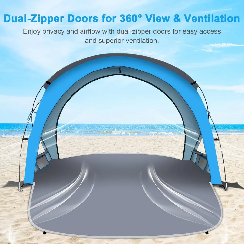Beach Sun Shelter UPF50 UV Protection Lightweight Portable Shade Canopy Easy Setup for Family