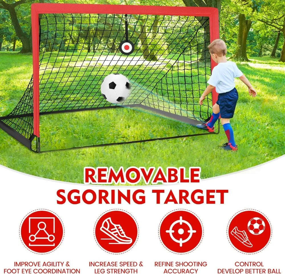 6x4 ft Soccer Goals Set with Portable Net, Ball, Cones, and Carry Bag for Backyard Beach Training