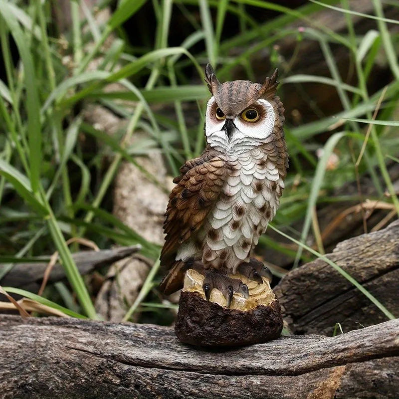 Resin Bionic Owl Figurine Outdoor Garden Porch Courtyard Decor Gift