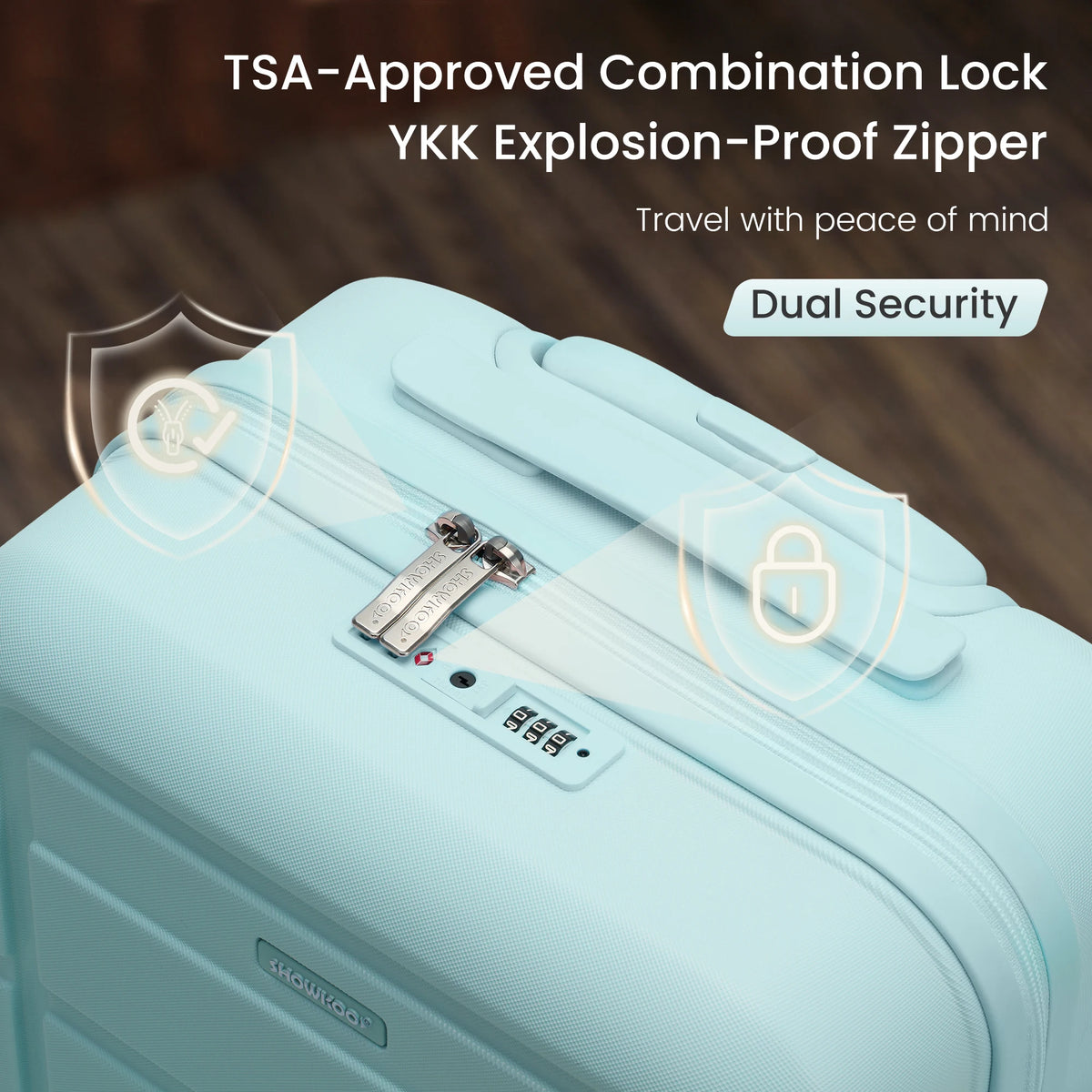 SHOWKOO G-Series Luggage Set 5PCS 100% PC Durable Hardshell Suitcase Expandable, Smoother Spinner Wheels, YKK Zipper, TSA Lock, Family Travel