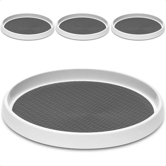 12Inch NonSkid Turntable  Organizer [4 Pack] Spinning Rack for Cabinet Table Top Pantry Organization Storage Kitchen Fridge Van