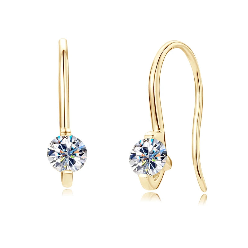 OXTAO 925 Sterling Silver Hook Earrings For Women 4mm Moissanite Dangle Ear Simple Elegant Jewelry Party Daily Wear 2025 Trendy