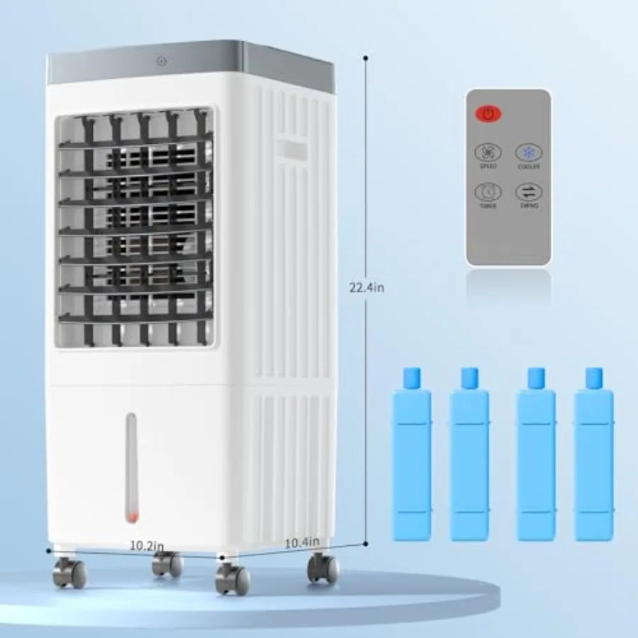 Air Cooler for home use, aluminum alloy body, white color, ultra-quiet operation and energy-efficient cooling