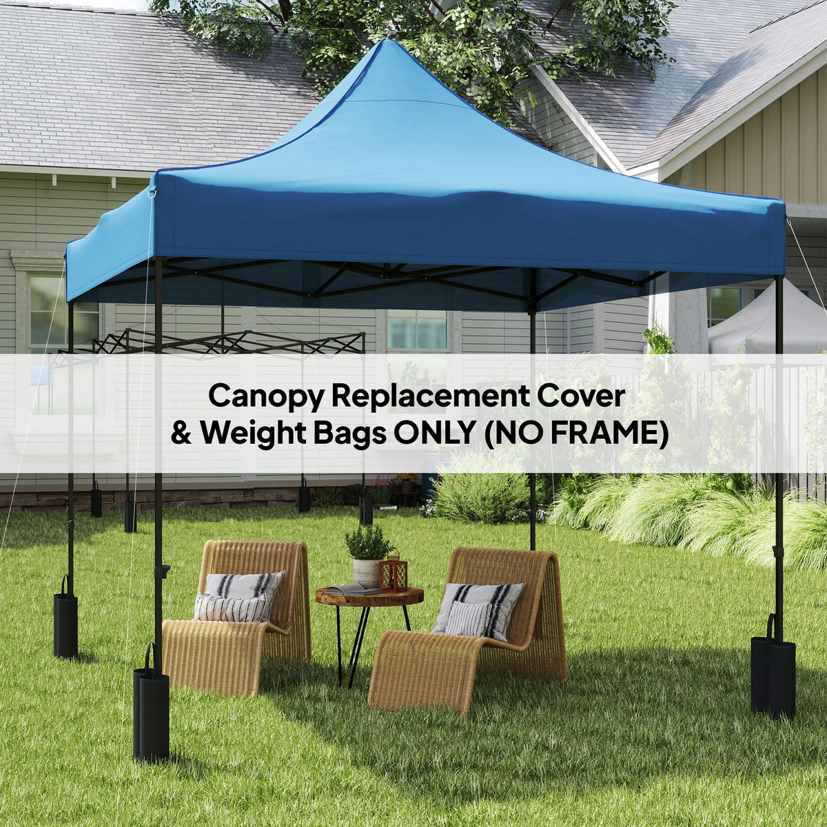 10' x 10' Pop up Canopy Replacement Top with Weight Bags, Blue