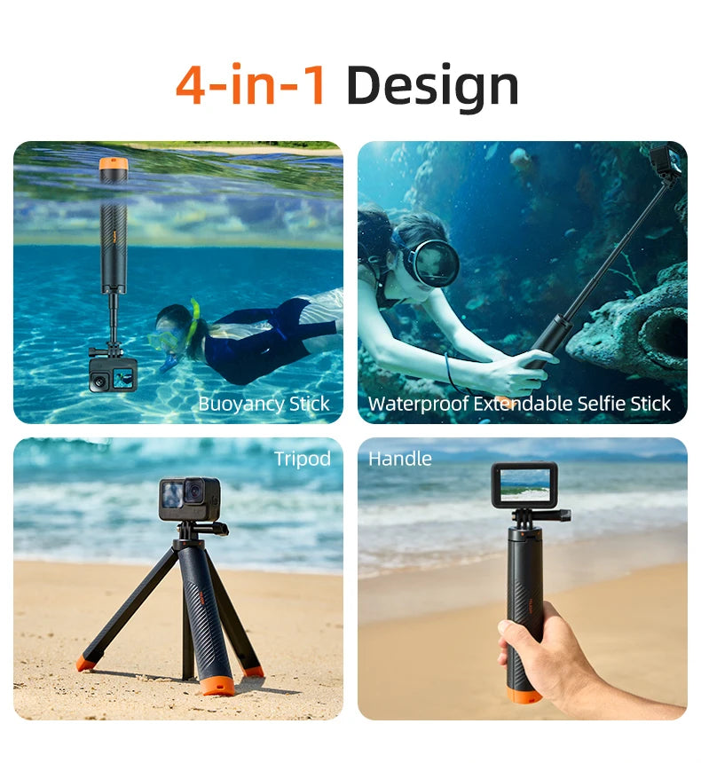 TELESIN 4 in 1 Selfie Stick Floating Hand Grip Tripod Waterproof Extendable Selfie Monopod for GoPro DJI OSMO Action Insta360