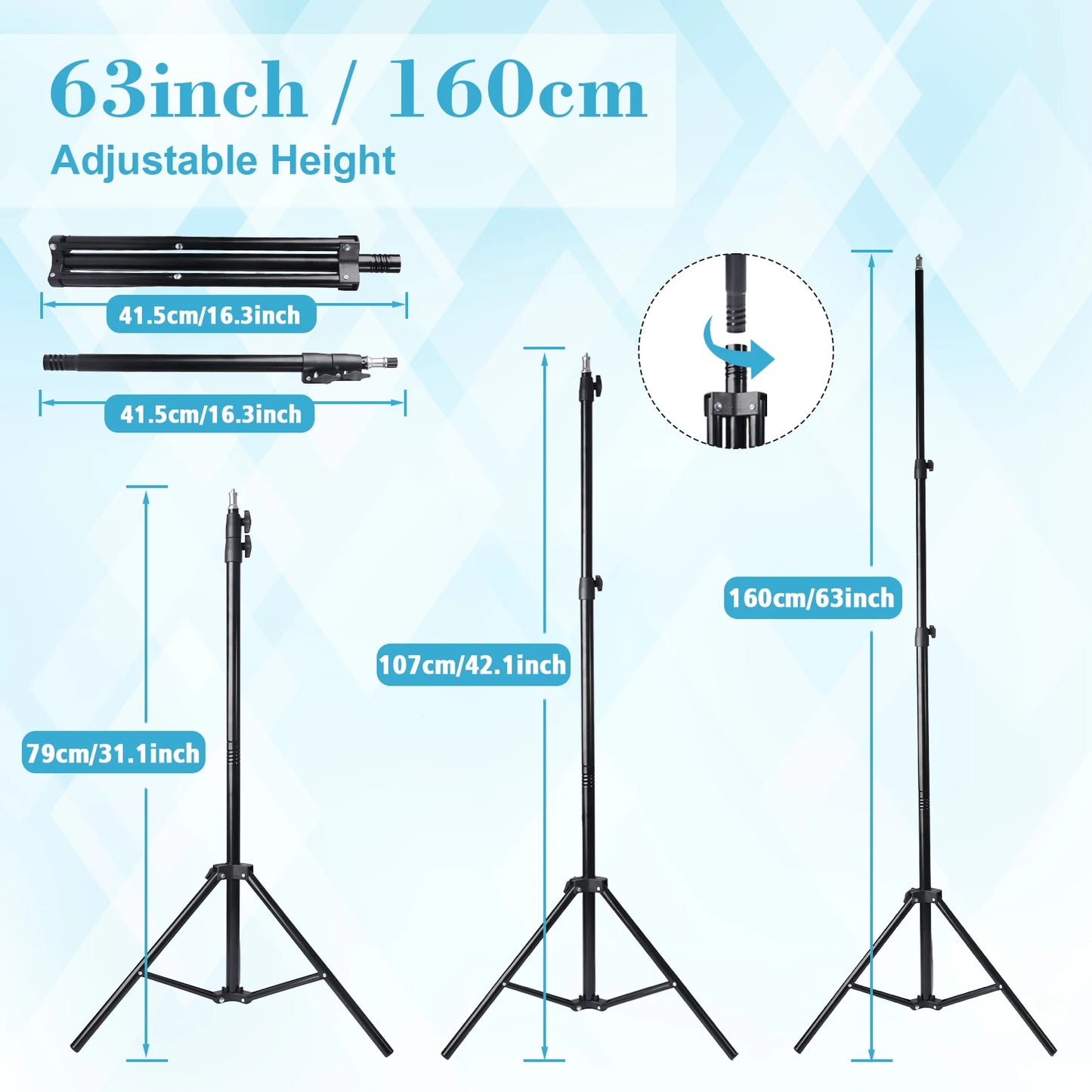 10" Ring Light with Handle & 160cm Tripod Stand - 3 Color LED Modes, Wired Control, 360° Adjustable Phone Holder