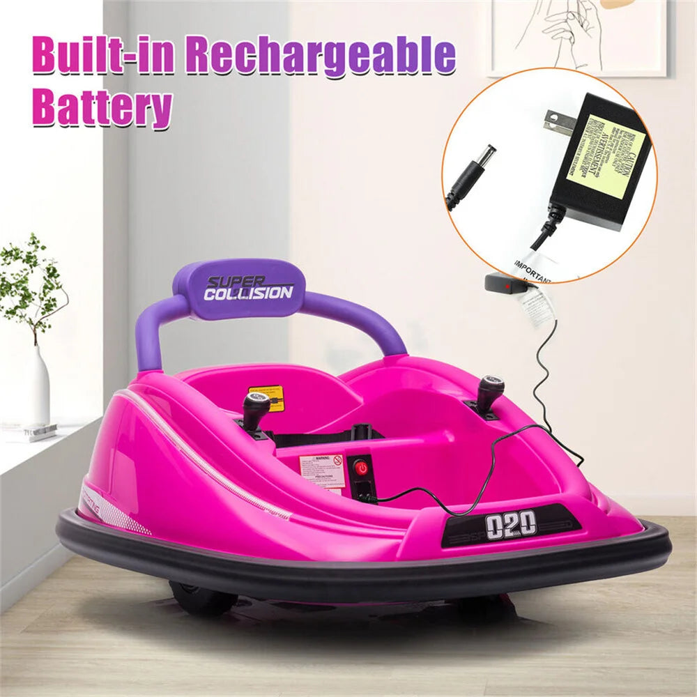 12V Electric Kids Ride On Bumper Car 360° Rotation Vehicle Toy W/ Remote Control 2 Operation Modes Security