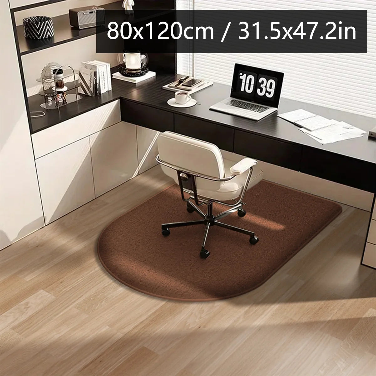 Solid color computer chair mat flannel floor mat thickened desk swivel chair arched carpet study soft dressing table foot mat