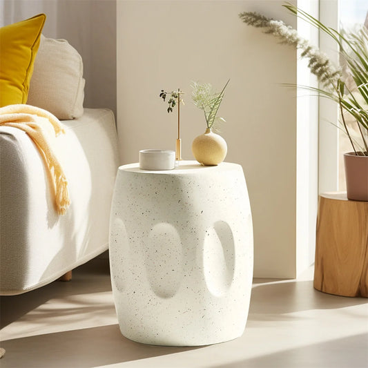 LUVODI Lightweight Concrete Garden Stool Outdoor Side Table for Home