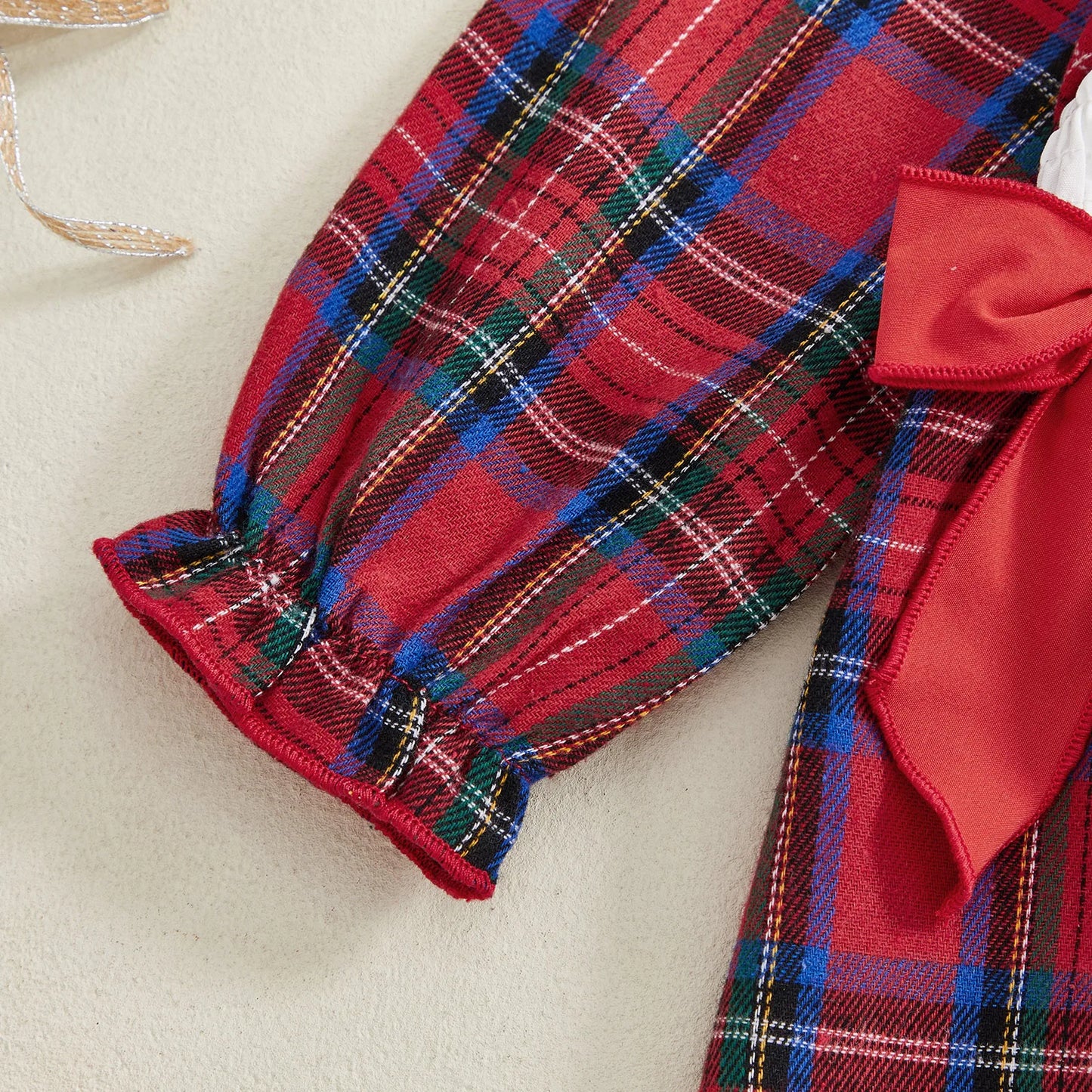 Winter Christmas Kids Toddler Baby Girl Dress Plaid Tree Collar Long Sleeve A-line Dress Bows Fall Xmas Clothes