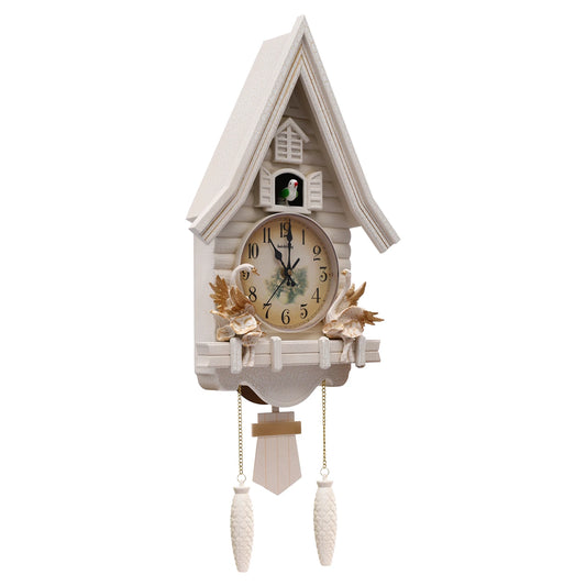 White Cuckoo Wall Clock Antique Battery Operated Creative Wall Clock 12.8*4.33*27.2in