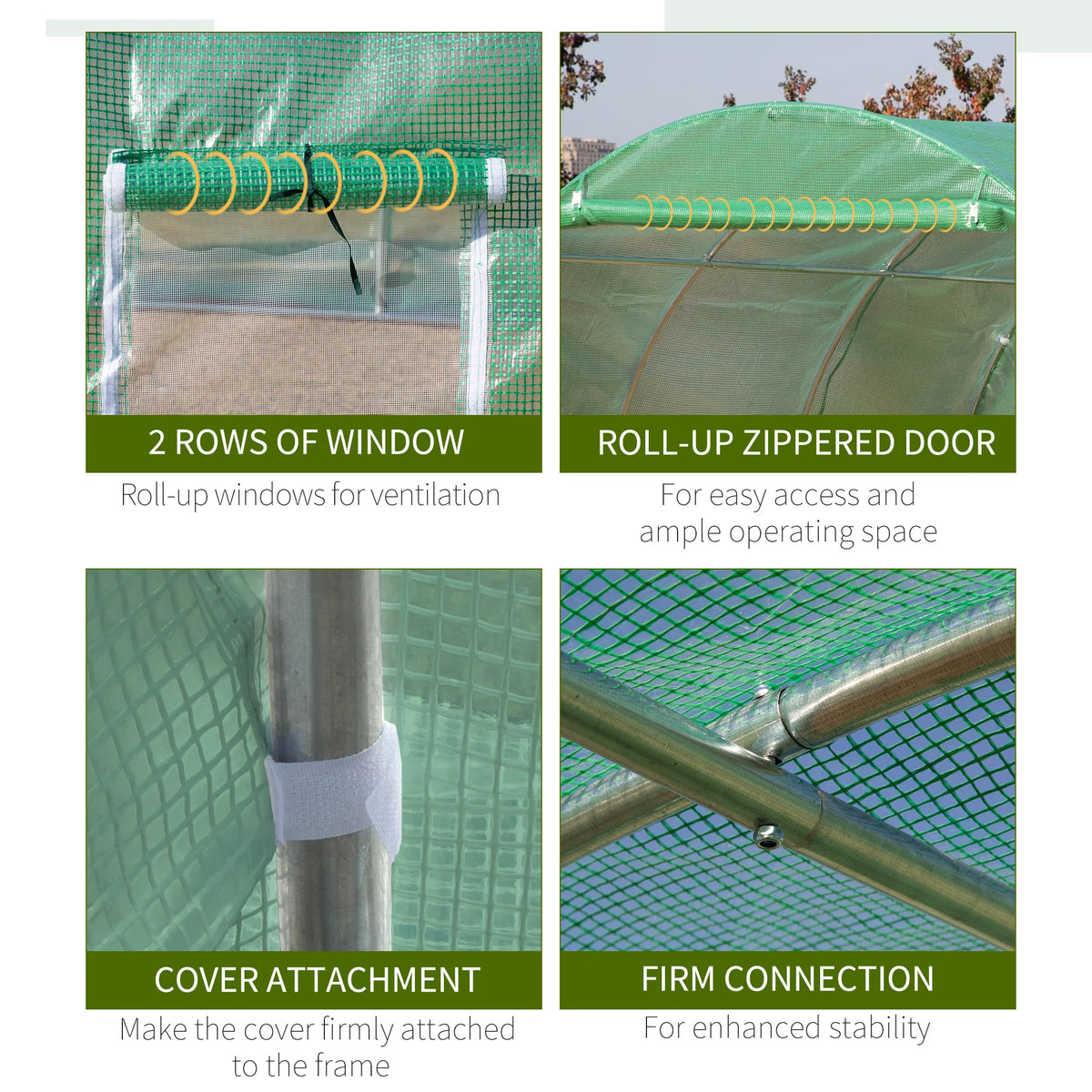 Extra Large 10' X 10' Greenhouse, Arch Greenhouse, Zippered Door, Windows, Green Color
