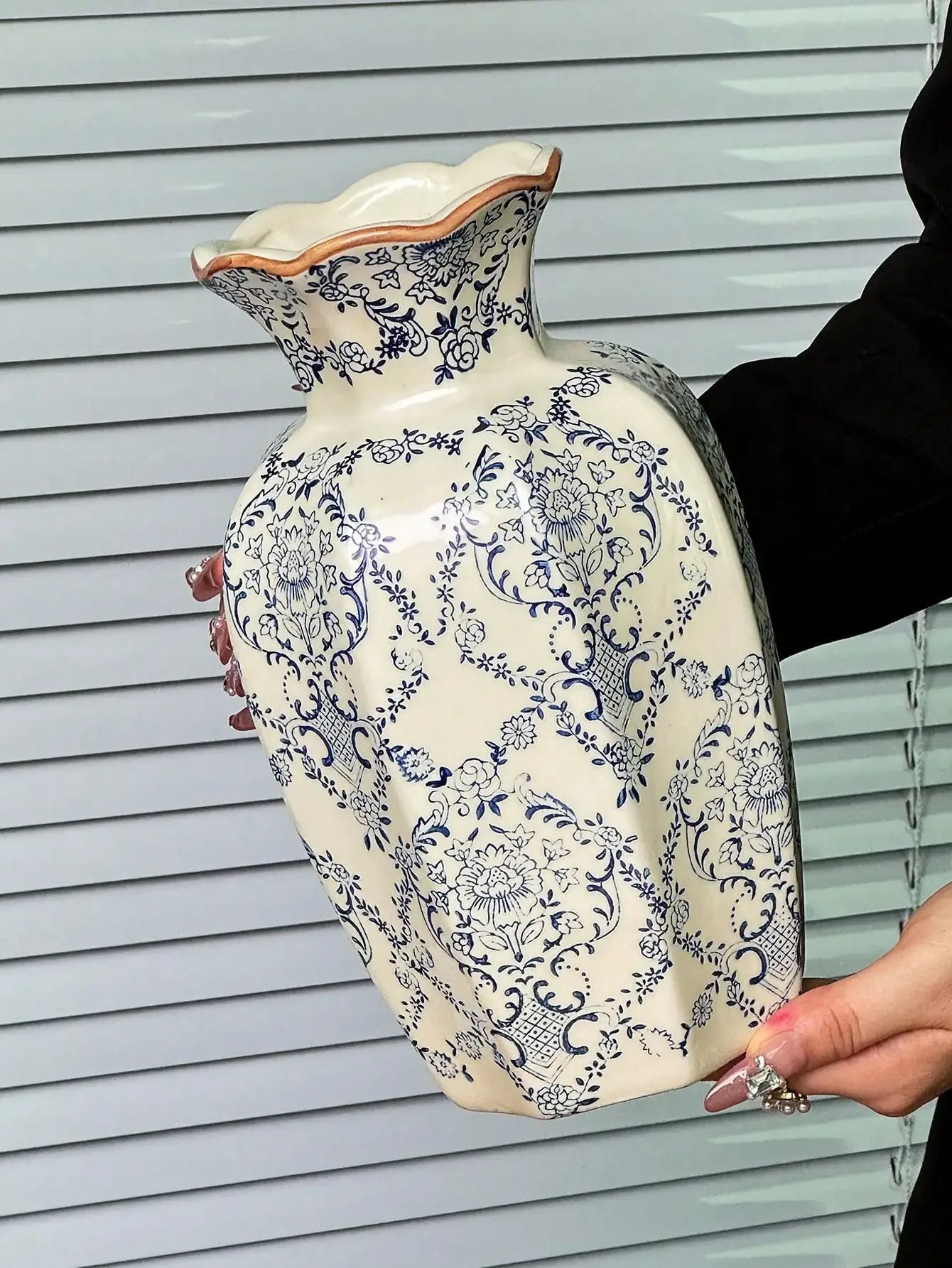 1 Pc Blue & White Porcelain Vase, New Chinese Retro Flower Vase, Living Room, Entrance, Office Floral Decor, Atmosphere Photogra
