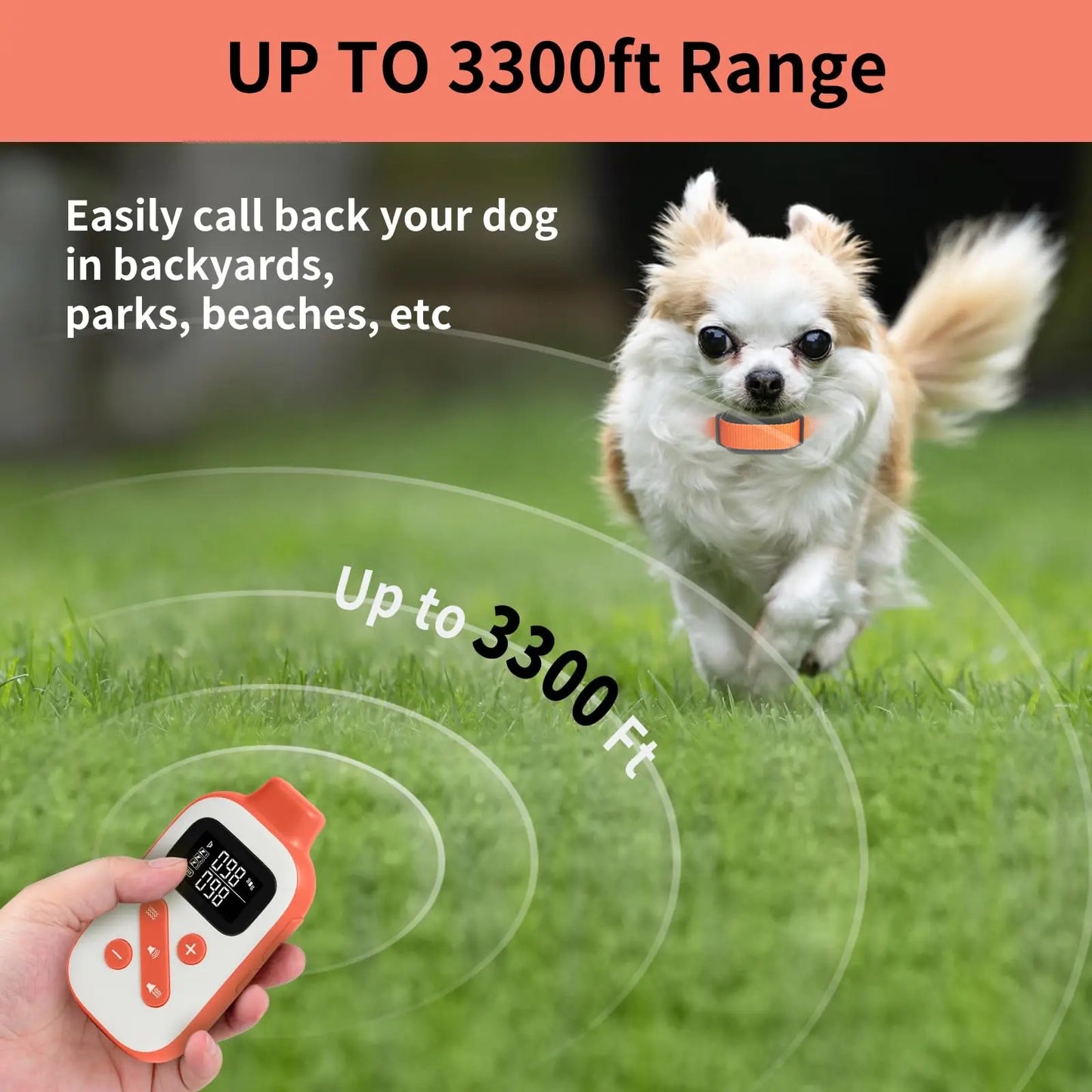 No Shock Dog Training Collar,3300ft Remote Waterproof Beep & Vibration Collar,Rechargeable Electric Collar for 5-120 Lbs Dogs